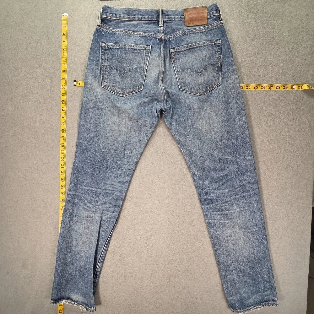 Levis 501 Jeans Mens Selvedge Medium Blue Tapered Whiskers‎ Honeycomb Fits 30x31